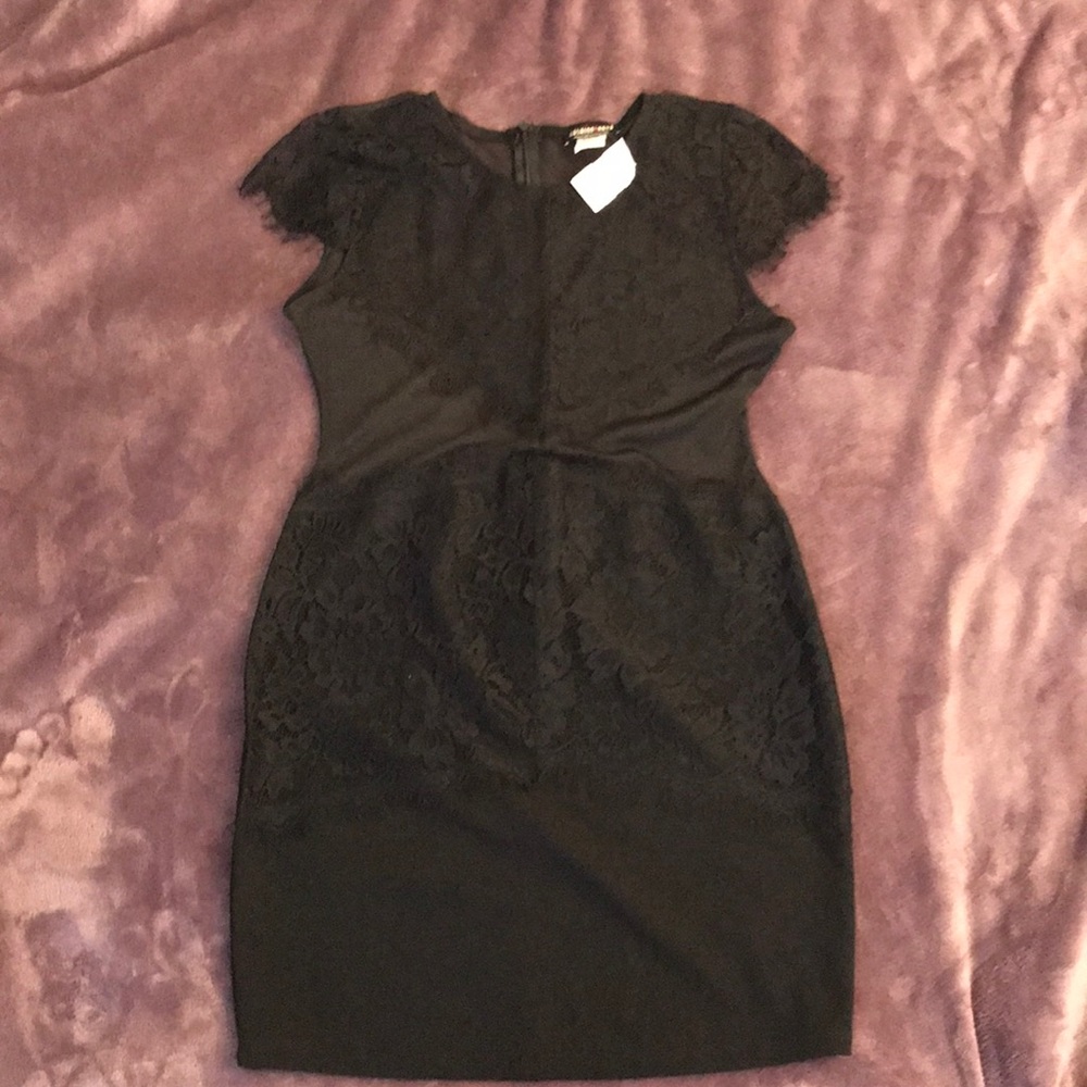 NWT Black lace mini dress size Large